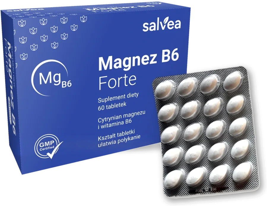 Opakowanie Salvea Magnez B6 Forte, 60 tabletek, z blistrem